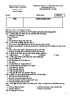 Đề kiểm tra học kỳ II môn Sinh học Lớp 8 - Mã đề 560 - Năm học 2016-2017 - Trường THCS Tân Quang
